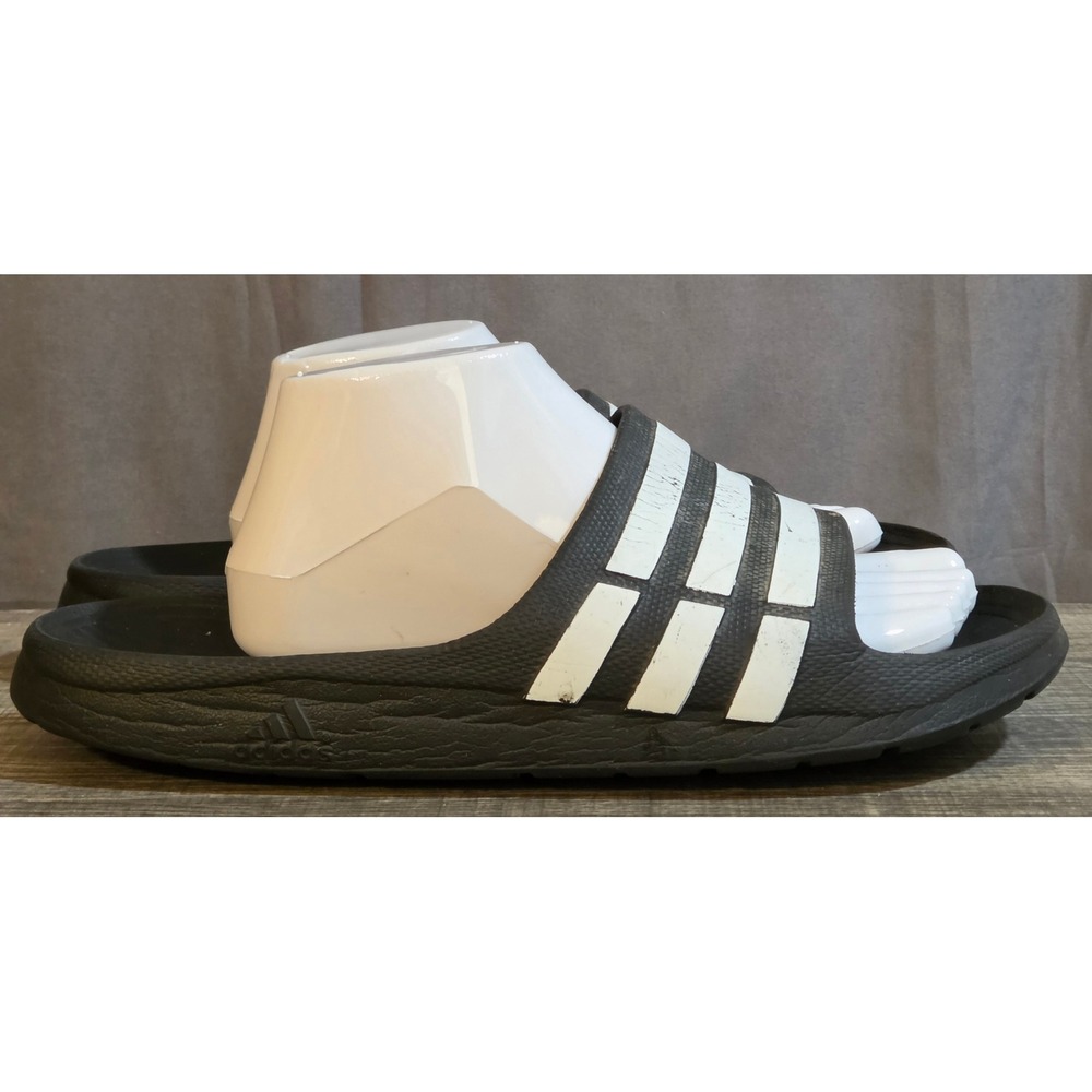 Adidas Duramo Slip On Slide Sandals Men's Size 10 Black White
